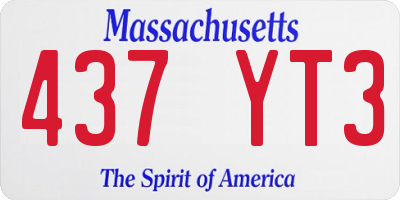 MA license plate 437YT3
