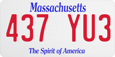 MA license plate 437YU3