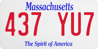 MA license plate 437YU7