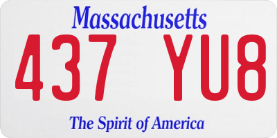 MA license plate 437YU8