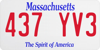 MA license plate 437YV3