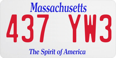 MA license plate 437YW3