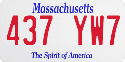 MA license plate 437YW7