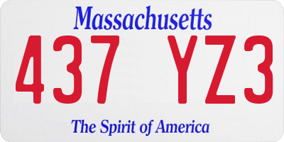 MA license plate 437YZ3