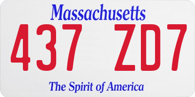 MA license plate 437ZD7