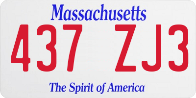MA license plate 437ZJ3