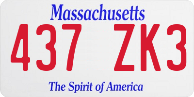 MA license plate 437ZK3