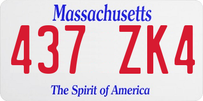 MA license plate 437ZK4