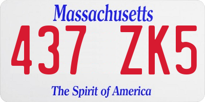 MA license plate 437ZK5