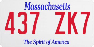 MA license plate 437ZK7