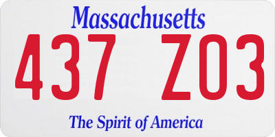 MA license plate 437ZO3
