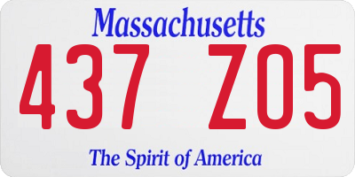 MA license plate 437ZO5
