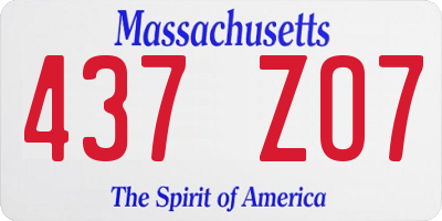 MA license plate 437ZO7