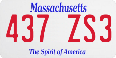 MA license plate 437ZS3