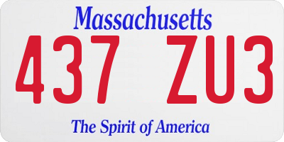 MA license plate 437ZU3