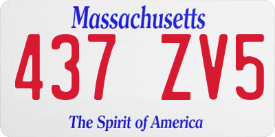 MA license plate 437ZV5