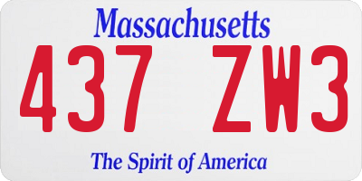 MA license plate 437ZW3