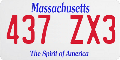 MA license plate 437ZX3