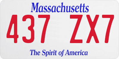 MA license plate 437ZX7