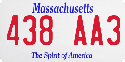 MA license plate 438AA3