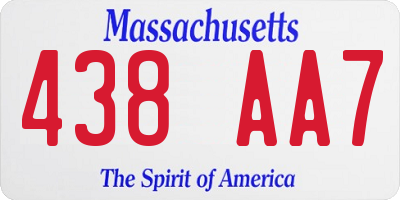 MA license plate 438AA7