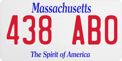 MA license plate 438AB0
