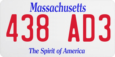 MA license plate 438AD3