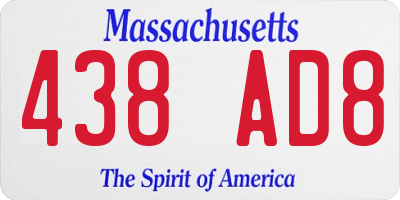 MA license plate 438AD8
