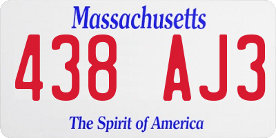 MA license plate 438AJ3