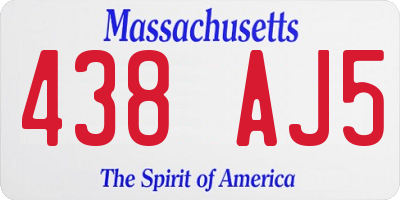 MA license plate 438AJ5