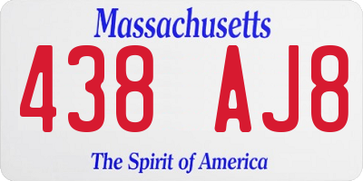 MA license plate 438AJ8