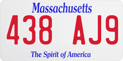 MA license plate 438AJ9