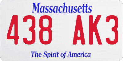MA license plate 438AK3