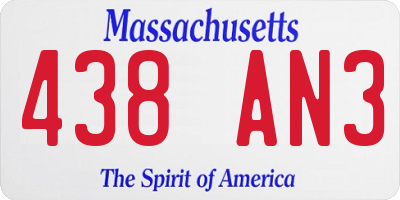 MA license plate 438AN3