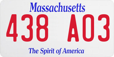 MA license plate 438AO3