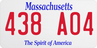 MA license plate 438AO4