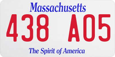 MA license plate 438AO5