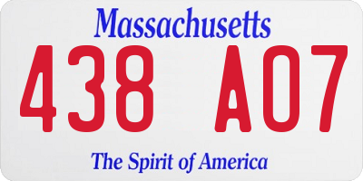 MA license plate 438AO7