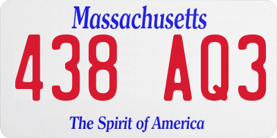 MA license plate 438AQ3