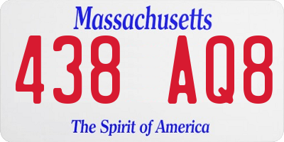 MA license plate 438AQ8