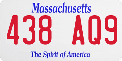 MA license plate 438AQ9