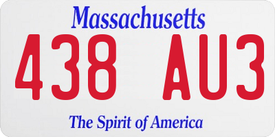 MA license plate 438AU3