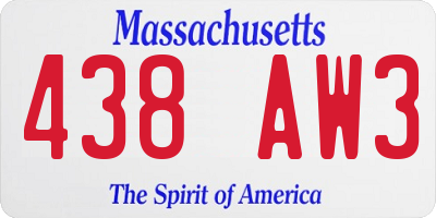 MA license plate 438AW3