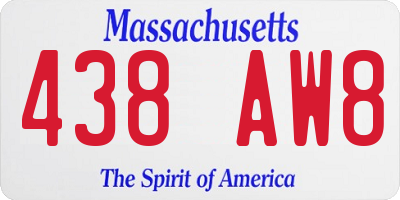 MA license plate 438AW8