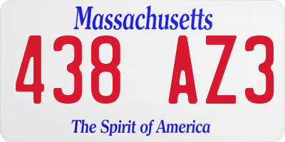 MA license plate 438AZ3