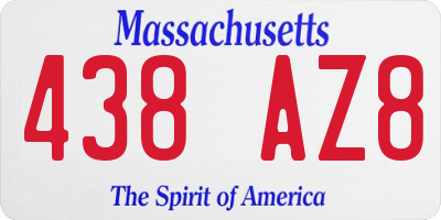 MA license plate 438AZ8