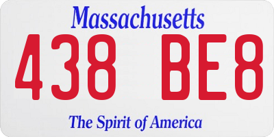 MA license plate 438BE8