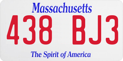 MA license plate 438BJ3