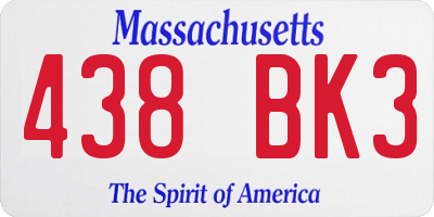 MA license plate 438BK3