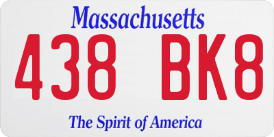 MA license plate 438BK8